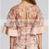 High Quality Short Sleeve Transparent Hollow Lace Flower Especially Short Jumpsuit thumbnail-2
