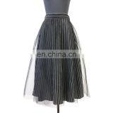 Hot Sale Knee Length Double Layers Stripe Lining Round Mesh Skirt thumbnail-2