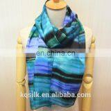 Stock Lot 100% Silk Long Stripe Colorful Paj Screen Printing Habotai Silk Scarves thumbnail-1