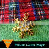 Jewelry Findings Zinc Alloy 18K Gold Rhinestone Snowflake Charms Wholesale