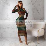LAITE D2113 2020 Autumn Women Casual Dresses Ladies Stripe Gradients Dresses Women Dress thumbnail-7