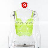 Women Sexy Solid Lace Transparent See Through Short T Shirt Spaghetti Strap Tops Camis thumbnail-5