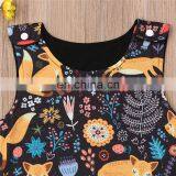 Kids Fox Print Zoo Bodysuits With Pocket Striped Full Print Girls Rompers Long Sleeved Kids Jumpsuits 0-2years Free Shipping thumbnail-7