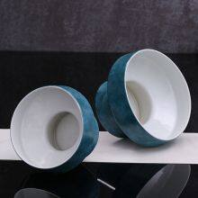 Chinese Hand Made Jingdezhen Blue Fruit Dessert Ceramic Tray Decoration Art For Home thumbnail-3