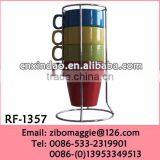 STackable Colored Porcelain Promotion Cup with Rack for Folding Drinking Cup Not Double Wall Cup