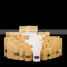 Doypack Zip Lock Brown White Kraft Craft Paper Standing Up Pouches Food Packaging Zipper Bags With Window thumbnail-1