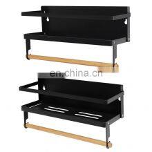 Kitchen Space Saver Side Shelf Fridge Refrigerator Foldable Magnetic Shelf Spice Rack Storage Organizer With Towel Holder Roll thumbnail-1