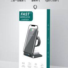 Wireless Charger Charging Station 3 in 1 Android Dock Clock Alarm for Phone and Watch and Earbuds thumbnail-5