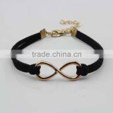Various Colors in Stock Gold Plated Infinity Leather Bracelets Man/woman Popular Discount Cheap Price Gift thumbnail-5