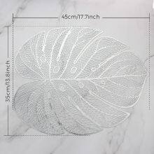 Metallic Placemats Set of 6 Gold Leaf Round Placemats Non-Slip Wipeable Table Mats for Dinner,Party,Wedding Accent Centerpiece thumbnail-5