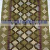 Woven Wool Tapestry / Woven Wool Rug / Woven Wool Wall Decor 34x23" Peru Green Color thumbnail-1