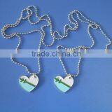 Heart Shape Blue and White Metal Necklace Pendants With Beads Chain thumbnail-1