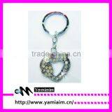 Cute Jeweled Double Heart Keychain