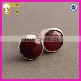 Simple Wholesale Cheap Stud Earring Classic Natural Ruby Stone Earrings thumbnail-4