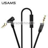 USAMS With Mic Audio Cable for Universal Mobile Phone Headphone 3.5mm Stereo Audio Curved Cable 1M Male to Male Cable MT-5774 thumbnail-5