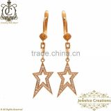 18K Yellow Gold Diamond Pave Star Earring, Diamond Designer Earrings, Fine Gold Jewelry, Handmade Gold Earrings, Diamond Jewelry