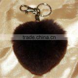 2016 New Fashion Heart Shape Geniune Rabbit Fur Ball Keyrings Fur Accessori thumbnail-3