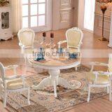 Home Used European Vintage White Marble Dining Table Set With 4 Chairs thumbnail-1