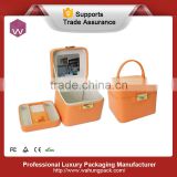Orange color leather lockable jewelry boxes