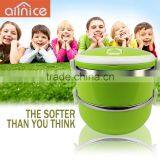 Multilayer Light Surface Round Shape Design Insulation PP Inner Stainless Steel Tiffin Box /bento Box With Air Hole p Handle thumbnail-1