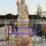 Guanyin Female Buddha Statue White Marble Stone Hand Carving Sculpture For Pagoda, Cave, Temple No 58