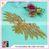 HC-3503 Hechun Gold Yellow Sew on Hot Fix Fabric Applique Wholesale for Wedding Shop