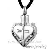 Memorials Cross my Heart Stainless Steel Cremation Jewelry