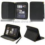 PU Leather Multifunction Zip Portfolio Case for Tablet with 360 Degree Rotating Stand and Easy Carrying Strap