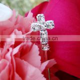 New Fashion Silver Plated Cross Rhinestone Wedding Crystal Bridal Bouquet Jewelry Pin