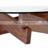 Coffee Table with Glass Top & Wooden Slabs