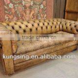 Antique French Style Classic Leather Chesterfield Sectional Sofa Set