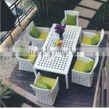 All Weather Garden Table and Chairs White Rattan Outdoor Furniture thumbnail-1