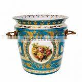 Home Decorative Ceramic Lided Jar Box, Porcelain Decorative Box With Antique Brass Base thumbnail-5