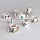 17PCS TEA SET, STONEWARE WITH HAND PAINTING