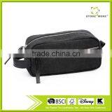 Black Canvas Medium Travel Cosmetic Bag With Metal Zipper thumbnail-1