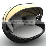 Synthetic Rattan Daybed With Canopy Shell Shape thumbnail-1