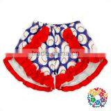 Popular Baseball Print With Red Cotton Ruffles Baby Girls Shorts thumbnail-1