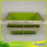 Garden Wholesale Rattan Woven Metal Frame Outdoor Oval Planter Flower Pots thumbnail-3