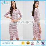 Bandage Mesh Women Long Sleeve Ctop Top and Pencil Skirt Ladies 2 Piece Skirt Sets thumbnail-1