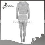 New Womens Cropped Hooded Sweater Top Tracksuit Joggers Pants Lounge Wear Set thumbnail-6