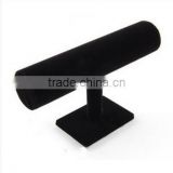 High end black velvet bracelets jewelry roll display handmade wooden jewelry display stand for bracelets and watch