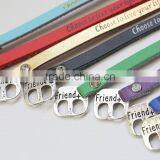 Hot Sale 2015 Leather Wrap Bracelet Custom Logo Letter Words Hand-stamped Leather Bracelet CZ Stone Pave Leather Wrap Bracelet thumbnail-6