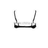 Black Bikini Set With Flouncy Ruffle and Floral Cutouts at Top and Scrunch Bottom thumbnail-4