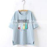 Lovely Printing Short Sleeve T-shirt Collar Joker Summer the New 2017 Small Pure and Fresh and Women's Clothing thumbnail-1