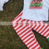 Christmas Suit Girls Clothing Baby Kidswear Christmas Tree X-mas Clothes Red Stripes Pant With Necklace and Headband Set thumbnail-4