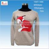 90%Nylon 10%Angora 7GG Fox Jacquard Custom Patterns Lady Sweater thumbnail-1