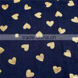 Cotton Polyester Blend Scarves & Wraps Rectangle Golden Navy Blue Heart Import Scarf thumbnail-3