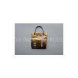 Durable Soft Loop Handle Bag Gold Yellow Printing Logo for Brand Shops thumbnail-1