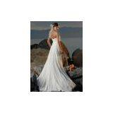 One Shoulder Hand Made Flowers Chiffon Bridal Wedding Dress thumbnail-2
