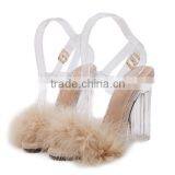 B22414A Ladies High-end Temperament Fluffy Crystal Heel Toe Shoes High-heeled Sandals thumbnail-3